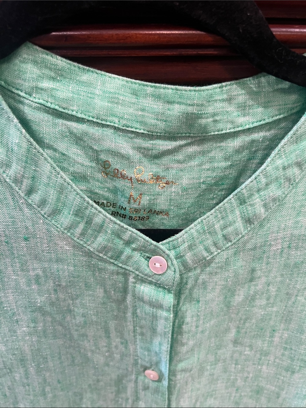 Light Green Button-Front Ruffle Sleeve Top - Picture 2 of 4